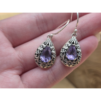 Echt zilveren oorbel hangers met Amethist 